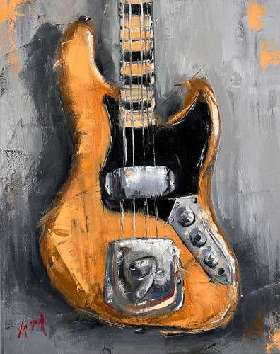 Abstract jazz bass guitar oil - jazz,